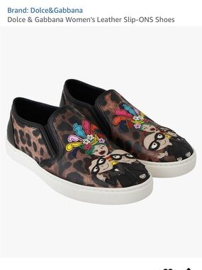 AUTHENTIC Dolce & Gabbana DG Family Leopard Print Slip Ons Made in Italy EU 36.5